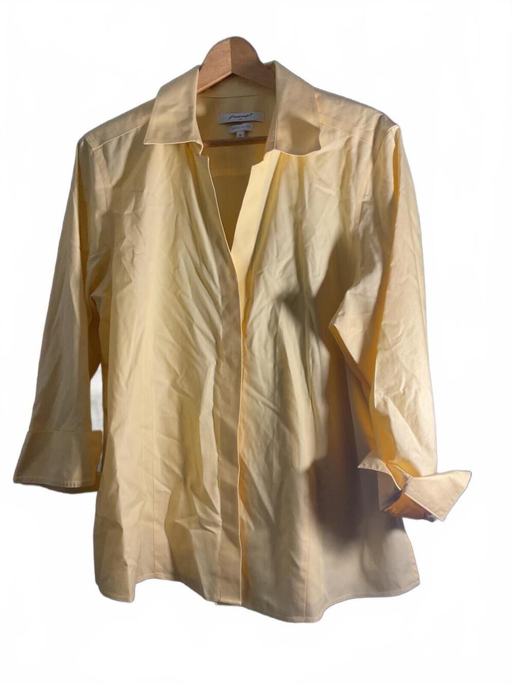 Foxcroft Heritage Non-Iron Size 18 Fitted Yellow Button Up Shirt